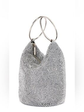 Olga Berg Ellie Crystal Mesh Ring Handle Bag